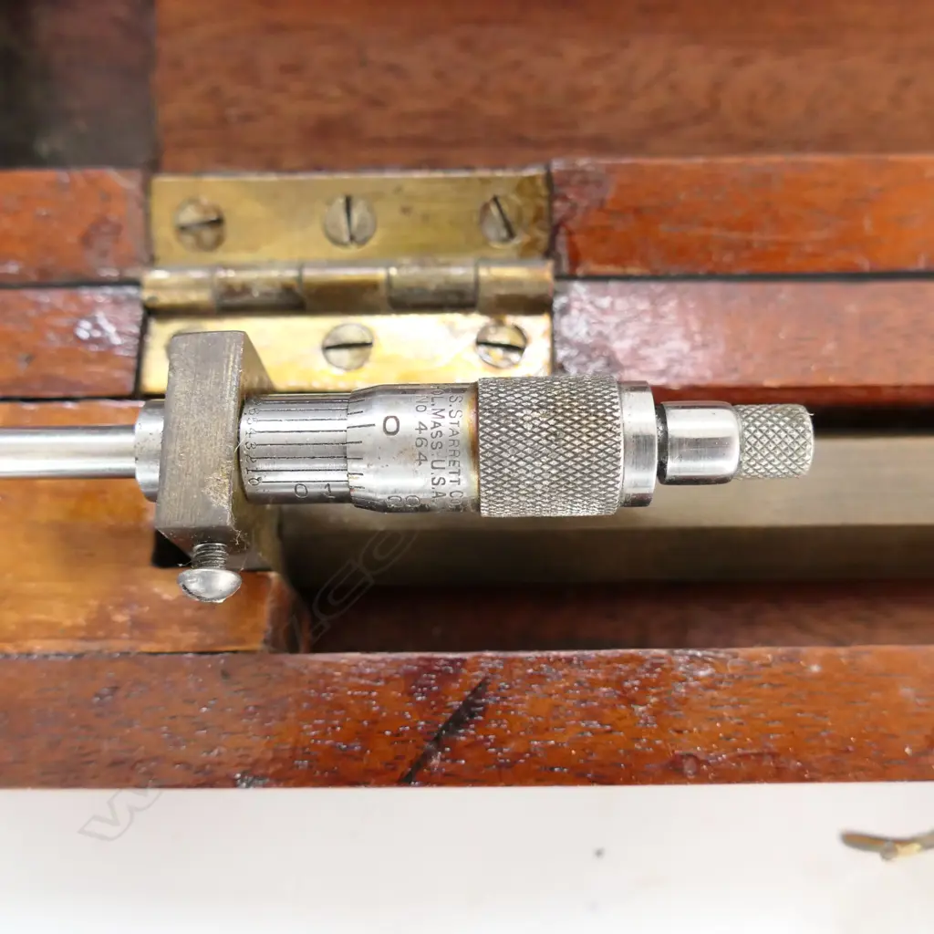 L.S. STARRETT, USA, STANDARD YARD w MICROMETER AT ONE END, IN MAHOG BOX Image 1++